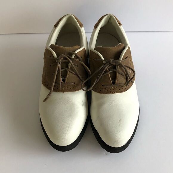 Reebok Vintage Suede Leather Lace Up Golf Sneakers Cleats Shoes Tan White - Picture 5 of 13